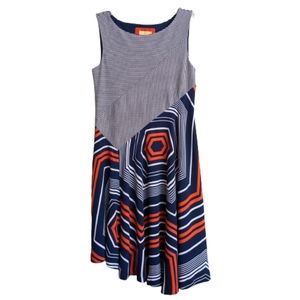 Maeve Dress Blue White Stripes Sleeveless Drop Waist Coastal Size Small